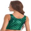 Manyakai Women Shiny Fish Scales Print Crop Top Metallic Sports Racerback Jazz Hip Hop Dance Y2K Tank Vest Green One Size view 2