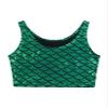 Manyakai Women Shiny Fish Scales Print Crop Top Metallic Sports Racerback Jazz Hip Hop Dance Y2K Tank Vest Green One Size view 3