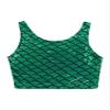 Manyakai Women Shiny Fish Scales Print Crop Top Metallic Sports Racerback Jazz Hip Hop Dance Y2K Tank Vest Green One Size view 4