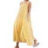 chouyatou Women's Summer Casual Loose-Fit Cotton Plaid Tank Maxi Dress with Pockets Boho Beach Sundress (X-Large, Yellow) view 1