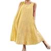 chouyatou Women's Summer Casual Loose-Fit Cotton Plaid Tank Maxi Dress with Pockets Boho Beach Sundress (X-Large, Yellow) view 2