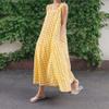 chouyatou Women's Summer Casual Loose-Fit Cotton Plaid Tank Maxi Dress with Pockets Boho Beach Sundress (X-Large, Yellow) view 3