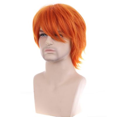 RightOn Dark Orange Wig Short Ginger Wig Cosplay Wigs for Costume Party and Dress Up Short Orange Wigs for Men and Women Halloween Hairnet Include
