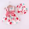 AnFeng Yellow Girls Flower Girl Dress Sleeveless Polka Dot Outfits Kids Baby Hat Princess Print Girls Toddler Dress Girls Dress&Skirt (Pink, 3-4 Years) view 2