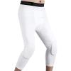 SS COLOR FISH Mens Basketball Leggings with Knee Pads 3/4 Compression Tights Pants Sports Athletic Baselayer White view 2