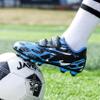 ASOCO DREAM Kids Soccer Cleats Boys Girls Firm Ground Soccer Shoes Youth Professional Athletic Outdoor Football Cleats Shoes,Blue,3.5 Big Kid view 2