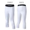 SS COLOR FISH Mens Basketball Leggings with Knee Pads 3/4 Compression Tights Pants Sports Athletic Baselayer White view 3