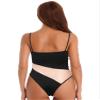 Manyakai Women Color Block One Piece Sports Swimwear High Cut Gymnastics Leotard Monokini Beachwear Black Large view 2