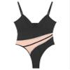 Manyakai Women Color Block One Piece Sports Swimwear High Cut Gymnastics Leotard Monokini Beachwear Black Large view 3