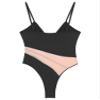 Manyakai Women Color Block One Piece Sports Swimwear High Cut Gymnastics Leotard Monokini Beachwear Black Large view 4