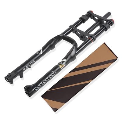 HSQMA 26 Inch Bike Fat Fork Air Suspension Travel 140mm Double Shoulder 1-1/8'' Straight Disc Brake Front Fork Rebound Adjust Downhill Shock Absorberfit 4.0'' Tire Snow/Beach Bikes