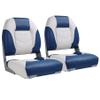NORTHCAPTAIN Deluxe Low Back Folding Boat Seat Stainless Steel Screws Included,White/Pacific Blue(2 Seats) view 1