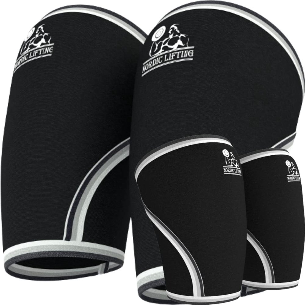 Nordic Lifting Elbow Sleeves XLarge Bundle with Knee Sleeves Large - Black