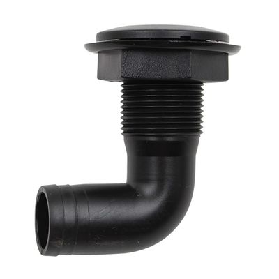 1" Black Polypropylene Thru Hull Fitting Hose 90 Degree for Marine Boat, 1pcs