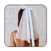 JEAIRTS Bridal Wedding Short Veil with Bow White Bachelorette Party Veils for Brides view 1