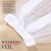 JEAIRTS Pearl Wedding Veil White Tulle Bridal Veils with Bow Dainty Bachelorette Party Hair Accessories for Women view 4