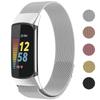 Metal Mesh Loop Bands for Fitbit Charge 5/Charge 6 Band for Women Men, Adjustable Stainless Steel Wristbands Replacement Straps for Charge 5/6 Activity TrackerSilver-S view 1