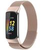Metal Mesh Loop Bands for Fitbit Charge 5/Charge 6 Band for Women Men, Adjustable Stainless Steel Wristbands Replacement Straps for Charge 5/6 Activity TrackerChampagne Gold-S view 1