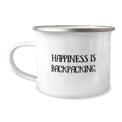 Cheap Backpacking, Happiness is Backpacking, Backpacking 12oz Camping Mug From