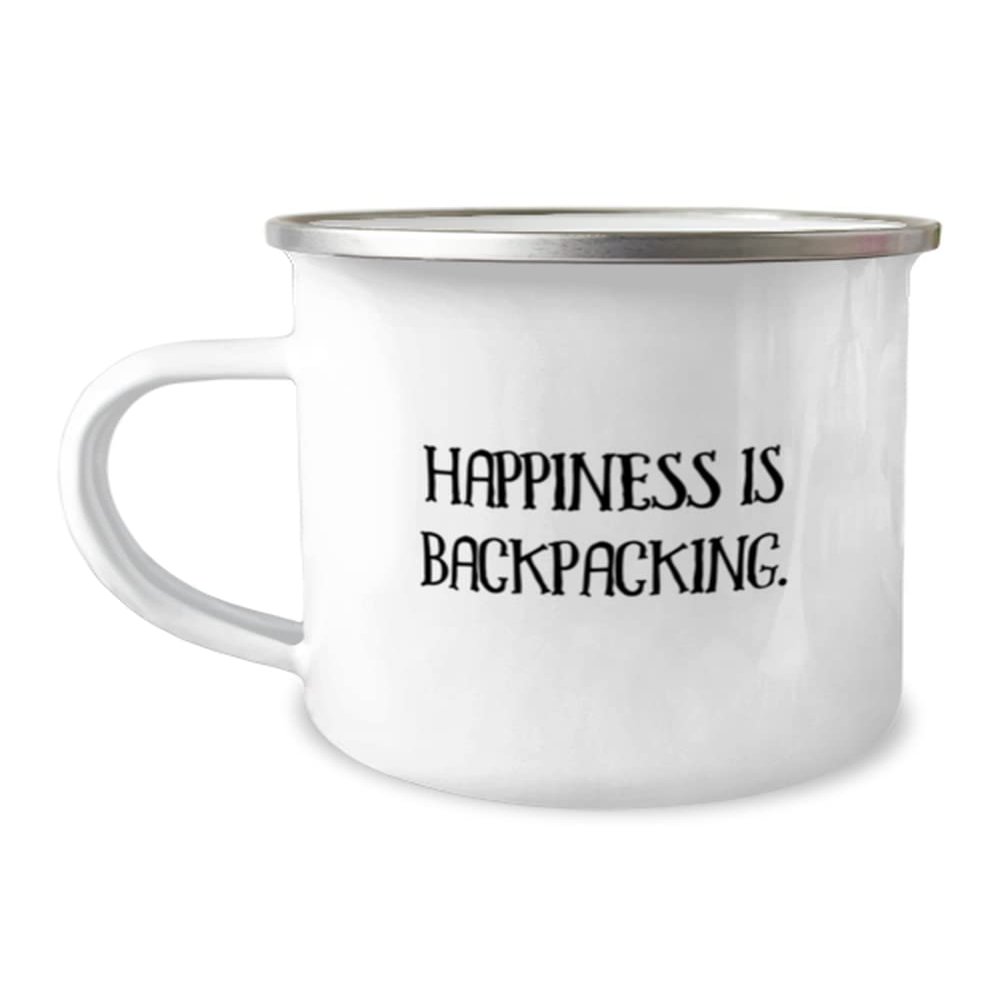 Cheap Backpacking, Happiness is Backpacking, Backpacking 12oz Camping Mug From