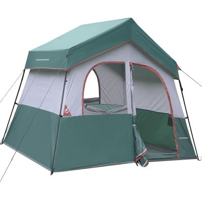 HIKERGARDEN 6 Person Camping Tent - Portable Easy Set Up Family Tent for Camp, Windproof Fabric Cabin Tent Outdoor for Hiking, Backpacking, Traveling (Dark Green)