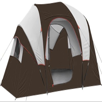 HIKERGARDEN 10 Person Camping Tent - Portable Large Family Tent for Camp, Windproof Fabric Dome Tent Outdoor for Hiking, Backpacking, Traveling - 14'x11'x74in(H) (Brown)