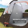 HIKERGARDEN 10 Person Camping Tent - Portable Large Family Tent for Camp, Windproof Fabric Dome Tent Outdoor for Hiking, Backpacking, Traveling - 14'x11'x74in(H) (Brown) view 3