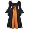 Lehauya Renaissance Dress for Women Midevil Costume Gothic Trumpet Sleeves Irish Dress Black Ginger Large view 1