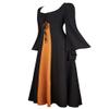 Lehauya Renaissance Dress for Women Midevil Costume Gothic Trumpet Sleeves Irish Dress Black Ginger Large view 2