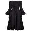 Lehauya Renaissance Dress for Women Midevil Costume Gothic Trumpet Sleeves Irish Dress Black Ginger Large view 3