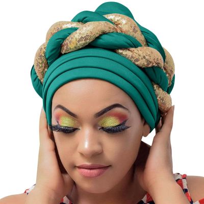 Fashion Women Beading Braid Hat Muslim Ruffle Cancer Wrap Cap Sleep Caps Satin Bucket Hats Red (Light Blue, One Size)