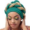 Fashion Women Beading Braid Hat Muslim Ruffle Cancer Wrap Cap Sleep Caps Satin Bucket Hats Red (Light Blue, One Size) view 1