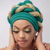 Fashion Women Beading Braid Hat Muslim Ruffle Cancer Wrap Cap Sleep Caps Satin Bucket Hats Red (Light Blue, One Size) view 2