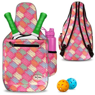 Taboo Fashions Women's Pickleball Backpack, Women's Pickleball Bag, Front Pocket for Paddles, Lots of Pockets, Adjustable Straps, Padded Straps, Water Bottle Holder (Posh Pink)