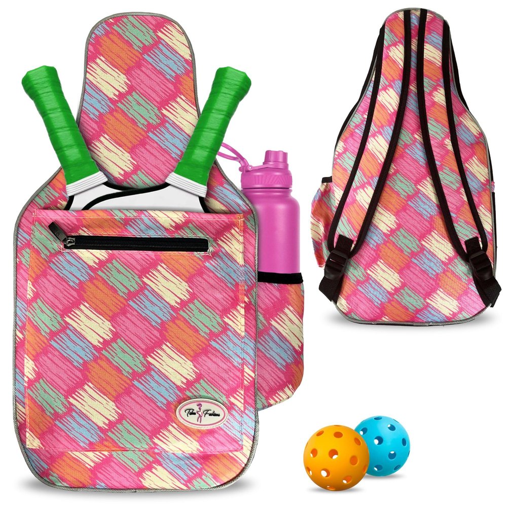 Taboo Fashions Women's Pickleball Backpack, Women's Pickleball Bag, Front Pocket for Paddles, Lots of Pockets, Adjustable Straps, Padded Straps, Water Bottle Holder (Posh Pink)