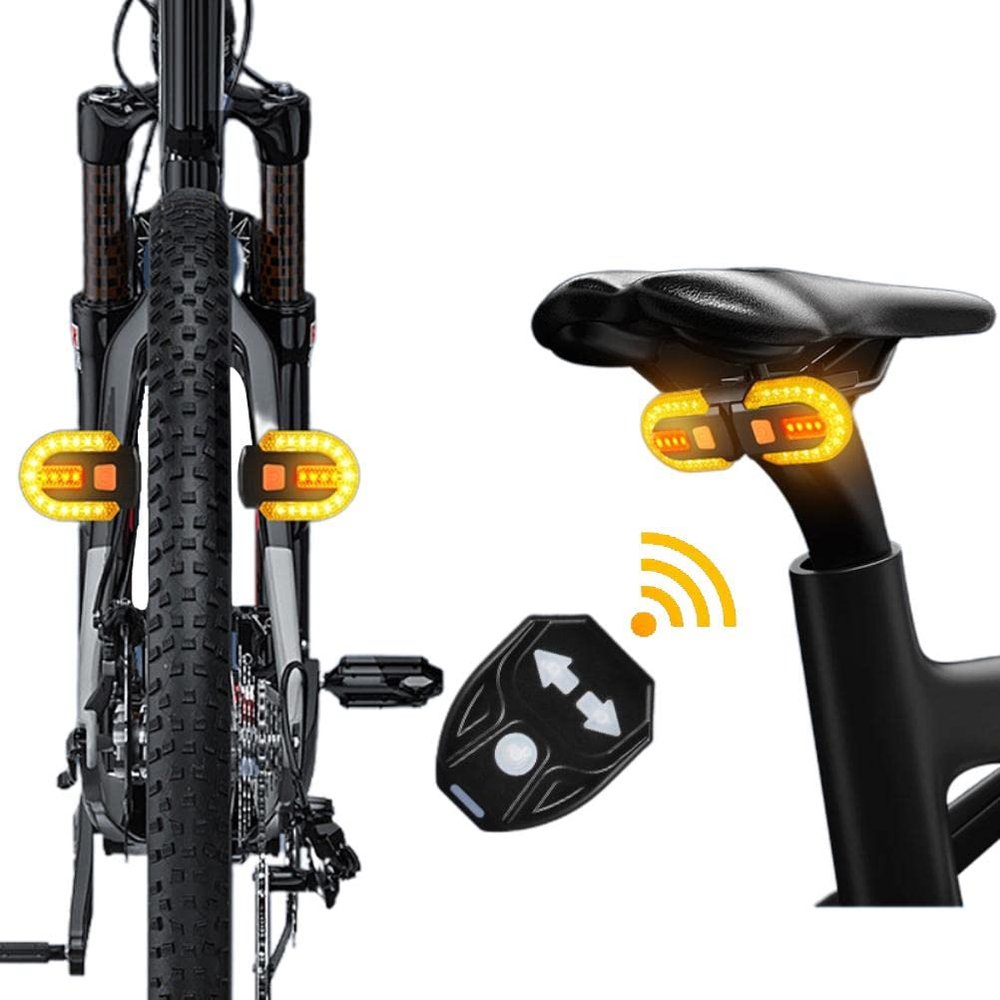 Bike Tail Light with Turn Signals USB Rechargeable Wireless Remote Control Detachable Waterproof LED Bike Rear Lights Night for Safety Cycling