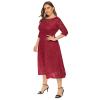 Plus Size Women Vintage Lace 3/4 Sleeve Midi Swing Evening Party Cocktail Wedding Bridesmaid Dresses Wine Red 4XL view 2