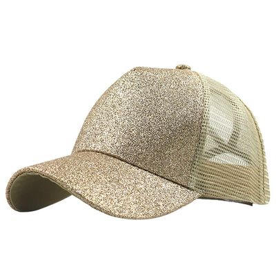 Buns Visor Glitter Plain Unisex Messy Trucker Ponytail Cap Baseball Hat Baseball Caps Wool Ball Caps (Gold, One Size)