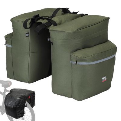 KEMIMOTO Bike Bag Panniers with Rain Cover, 34L Waterproof Bicycle Saddle Bag for Rear Rack Mountain Biking Bags Storage, Ebike Accessories for Commuter Grocery Shopping Travel Carrier, Green