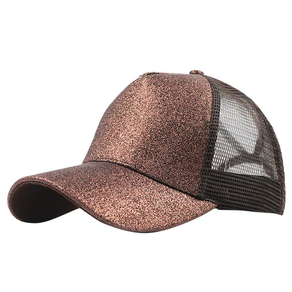 Buns Visor Glitter Plain Unisex Messy Trucker Ponytail Cap Baseball Hat Baseball Caps Wool Ball Caps (Coffee, One Size)
