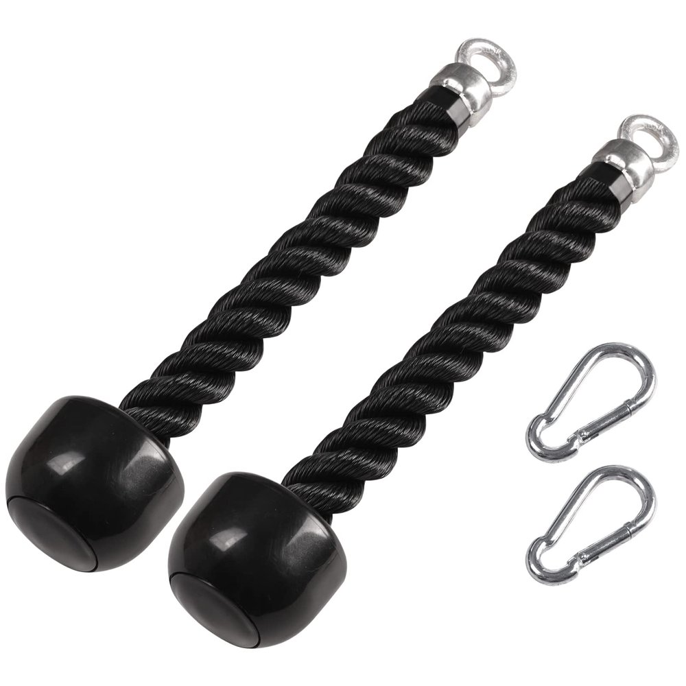 SWIMEE Tricep Rope Pull Down Heavy Duty Triceps Kit Easy to Grip & Non Slip Cable Attachment Ideal for Home Gym Face Pulls Tricep Push Down Rope System - 2 Hook Included