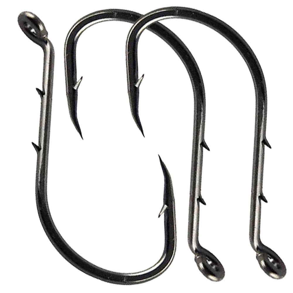 100pcs Barbed Bait Holder Octopus Fishing Hooks, Jig Fishing Hook Offset Circle Octopus Hooks Baitholder Hook, High Carbon Steel Strong Sharp Hook 2 Barb Holders for Freshwater Saltwater (100pcs 6/0)