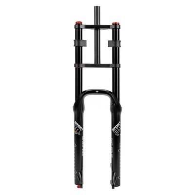 HSQMA 26 Inch Fat Bike Air Fork Beach/Snow Bike Suspension Front Fork Double Shoulder Downhill Shock Absorber 1-1/8 Straight Travel 140mm for 4.0" Tire Rebound Adjust Manual Lock