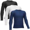 3 Pack Boys' Girls' Compression Shirts Youth Long Sleeve Undershirt Sports Performance Moisture Wicking Baselayer Sets Black/White/Navy L view 1