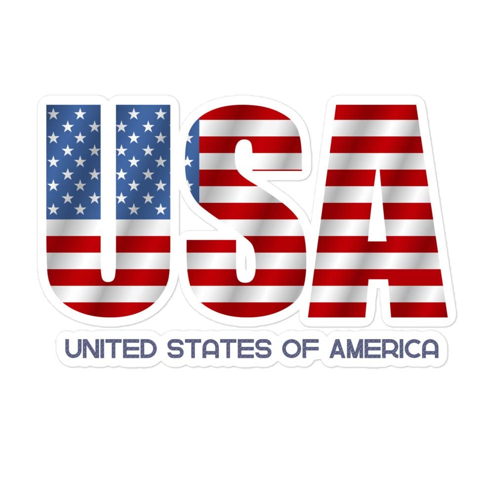 Bubble-Free Stickers United States of America Letters USA Flag