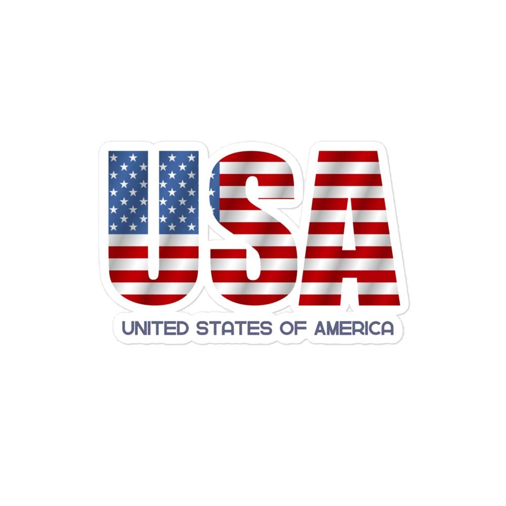 Bubble-Free Stickers United States of America Letters USA Flag