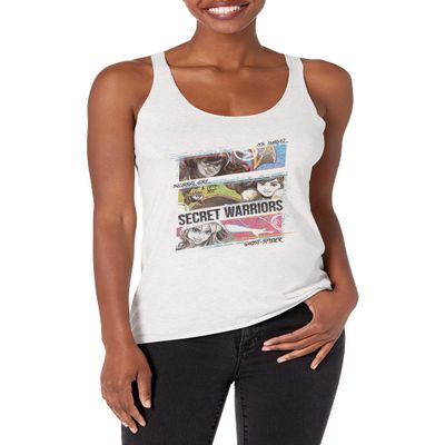 Marvel Classic Three Panel Women's Racerback Tank Top, White Heather, X-Large