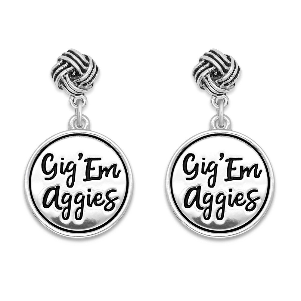 From the Heart Texas A&M Gig Em Aggies Silver Twist and Shout Earrings Jewelry Gift TAMU