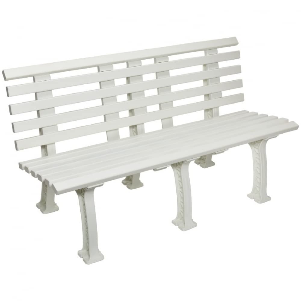 Tourna Courtside Duty Tennis Court Bench (White), 5 Foot Bench Size