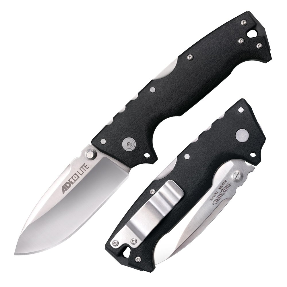 Cold Steel AD-10 Lite 3.5" AUS10A Steel Ultra-Sharp Drop Point Blade 5.25" GFN Handle Tactical Folding Knife - Tri-Ad Locking Mechanism
